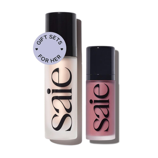 Saie Radiant Glow Duo - Dew Liquid Blush (Chilly, .40 oz) + Glowy Super Gel (Starglow, 1 oz) - Hydrating Cream Blush & Illuminating Primer for a Luminous, Natural Finish SaieAu supplements