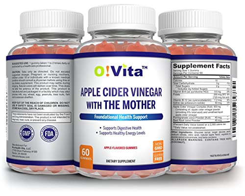 O!VITA Apple Cider Vinegar Gummies with The Mother, Gluten Free, Vegan, Made with Pomagranate O!VITA Au supplements