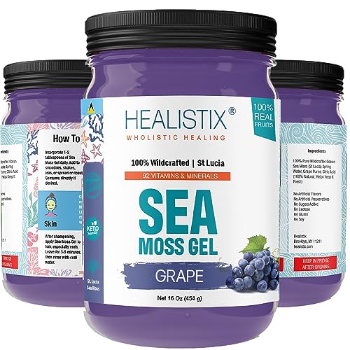Healistix Grape Irish Sea Moss Gel- St Lucia Wildcrafted Seamoss Gel, Packed HX HEALISTIX Au supplements