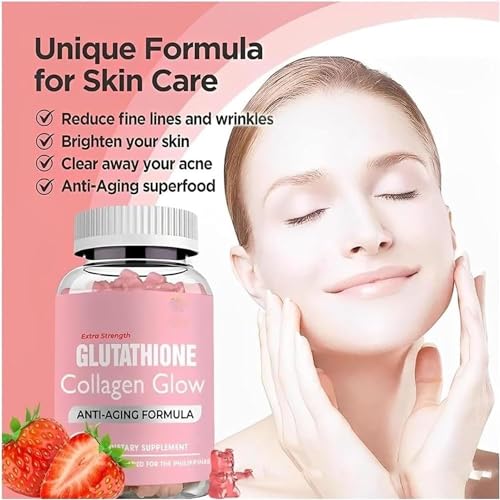 Glutathione Collagen Gummies,Glutathione Collagen Glow Gummies for Dark Spot,60 Pieces NNOVAT Au supplements