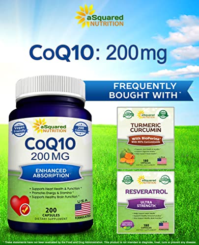 aSquared Nutrition CoQ10 (200 Capsules and 200mg) - High Absorption Vegan CO Q-10 aSquared Nutrition Au supplements