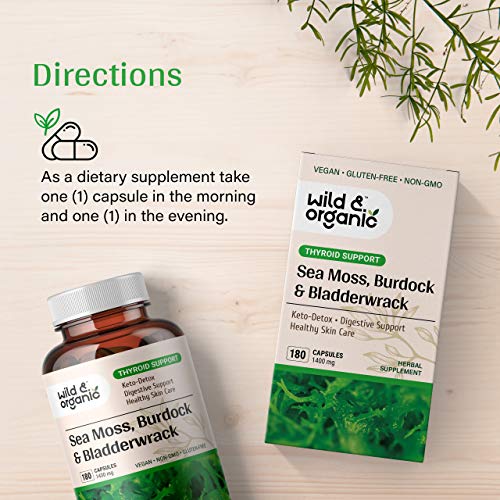 Sea Moss Capsules - 180 Caps Wildcrafted Irish Moss, Burdock Root & Bladderwrack Wild & Organic Au supplements