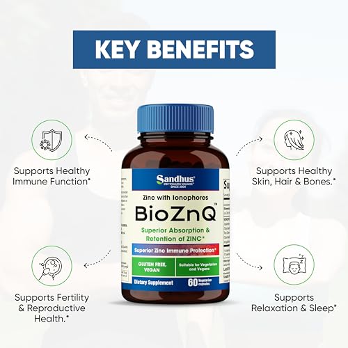 Sandhu's BioZnq 900mg Vegetarian Capsules Zinc Supplement with Quercetin Sandhu's Au supplements
