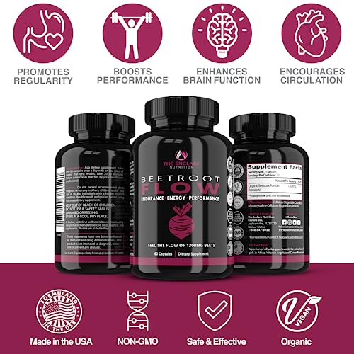 Beet Root Capsules Organic Beet Root Powder 1300mg | Natural Nitric Oxide Booster THE ENCLARE NUTRITION Au supplements
