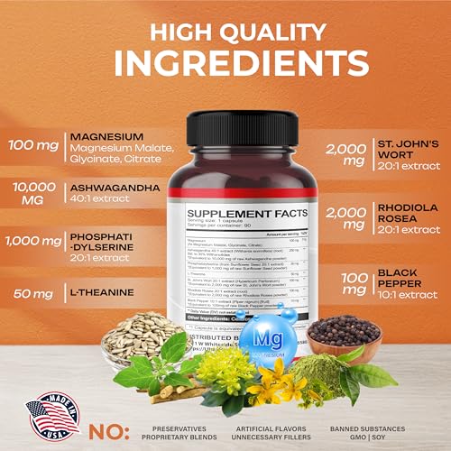 CORTISOL SHIELD 9 IN 1 - 15,250mg Magnesium + Ashwagandha with Phosphatidylserine ULTRA HERBS Au supplements