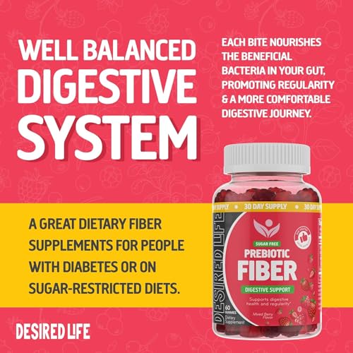 Desired Life Sugar Free Prebiotic Fiber Gummies for Adults and Kids Mixed Berry Flavor Desired Life Au supplements
