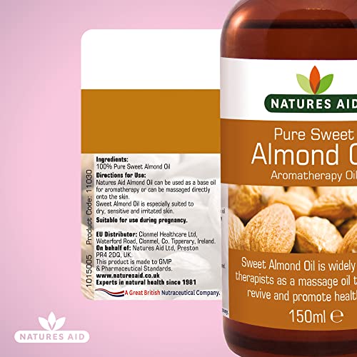 Natures Aid Almond Oil, Pure, Sweet Almond Oil, Massage Oil, Suited to Dry, Sensitive Skin natures aid Au supplements