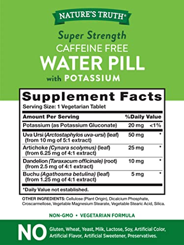 Nature's Truth Super Strength Water Pill with Potassium | 90 Count | Caffeine Free | Vegetarian Nature's Truth Au supplements