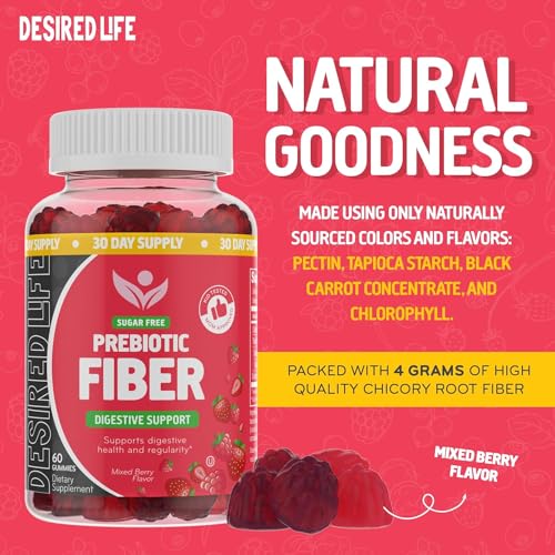 Desired Life Sugar Free Prebiotic Fiber Gummies for Adults and Kids Mixed Berry Flavor Desired Life Au supplements
