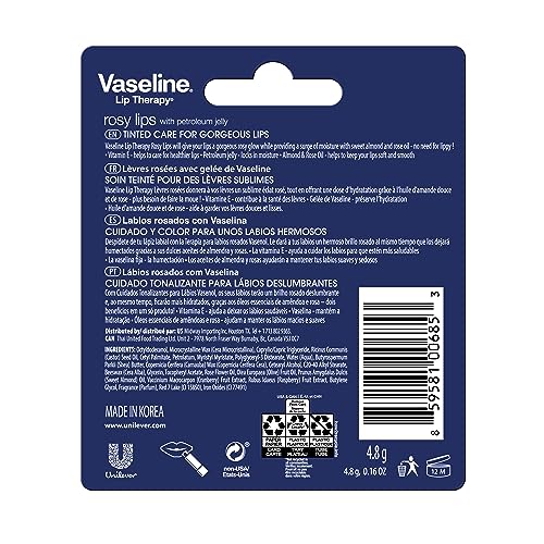 Vaseline Lip Therapy Care Rosy, Fast-Acting Nourishment, Ideal for Chapped, Dry, Cracked, or Damaged Lips, Lip Balm, 4-Pack, 0.16 Oz Each Vaseline Au supplements