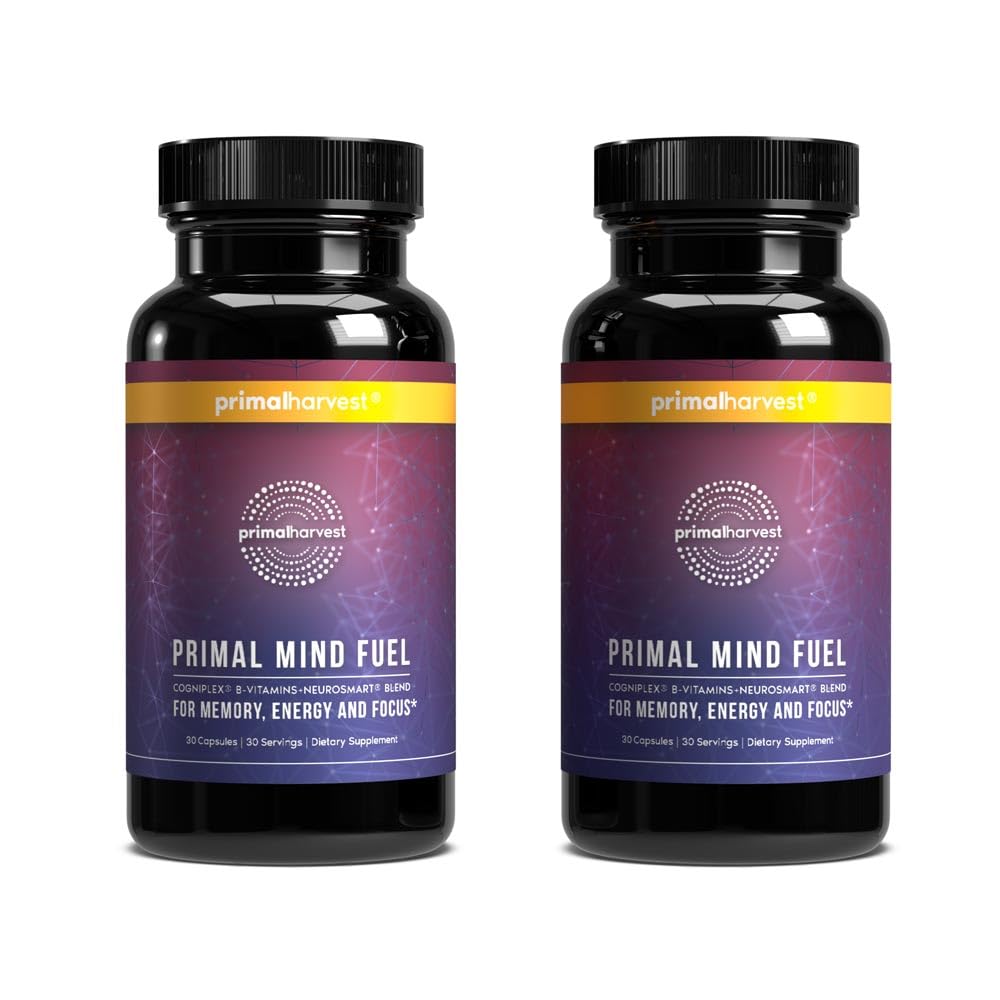 Primal Harvest Brain Supplement, Primal Mind Fuel Brain Booster for Focus, Energy, Clarity, Memory Brain Health 30 Capsules Nootropics Brain Support Supplement for Men and Women (2 Pack (30 Count)) Primal Harvest Au supplements