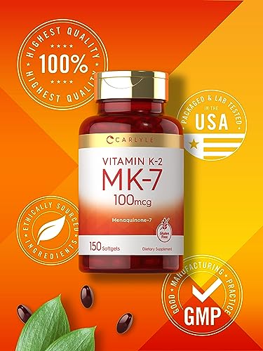 Carlyle Vitamin K2 Supplement 100mcg | K2 MK7 | 150 Softgels | Non-GMO Carlyle Au supplements