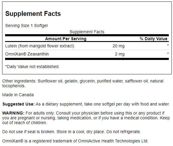 Swanson Synergistic Eye Health - Lutein and Zeaxanthin Supplement Swanson Au supplements