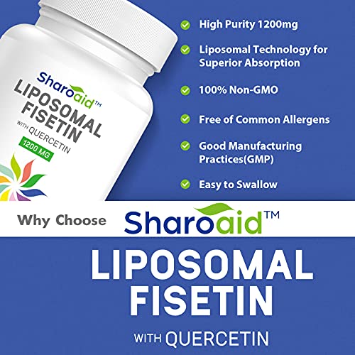 Sharoaid Liposomal Fisetin with Quercetin Supplements 1200 mg per Serving,High Absorpti Sharoaid Au supplements