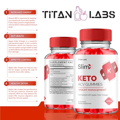(2 Pack) SlimX Keto ACV Gummies, SlimX Keto ACV Advanced Weight Loss 1000MG Apple Titan Labs Au supplements