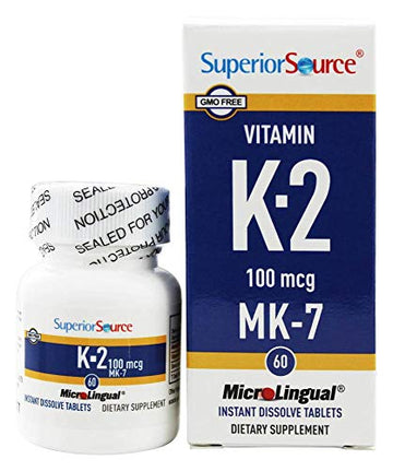 Superior Source Vitamin K2 MK-7 (Menaquinone-7), 100 mcg, Quick Dissolve MicroLignual Superior Source Au supplements