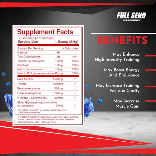 FULL SEND Pre Workout Powder with Beta Alanine, Preworkout Energy Supplement FULL SEND Au supplements