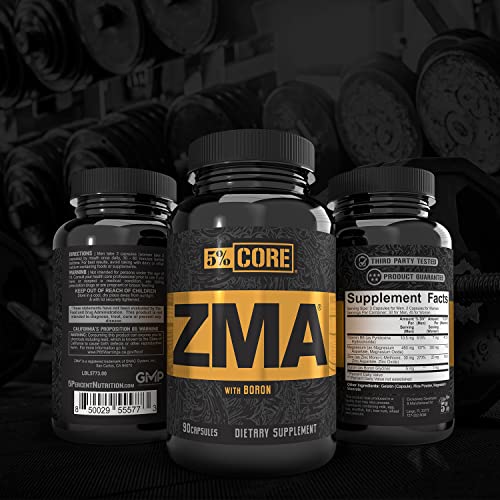 5% Nutrition Core ZMA (with Boron) | Promotes Recovery by Restoring Levels of Zinc, Magnesium & Vitamin B-6 (90 Capsules) 5% Nutrition Au supplements