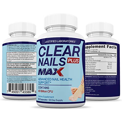 Justified Laboratories (3 Pack) Clear Nails Plus Max Pills 40 Billion CFU Probiotic 60 Caps Justified Laboratories Au supplements