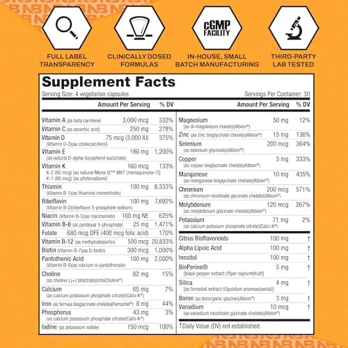 NutraBio Multisport for Men - Mens MultiVitamin - 33 Vitamins, Minerals, Micronutrients - Rich in Antioxidants NutraBio Au supplements