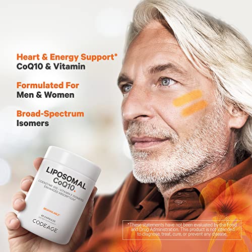 Codeage Liposomal CoQ10 Supplement - Vitamin E Isomers Tocopherols - 125mg Coenzy Codeage Au supplements