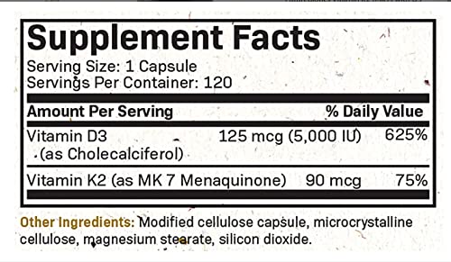 Futurebiotics Vitamin K2 (MK7) with D3 Supplement - Non-GMO Formula - 5000 IU Vitamin Futurebiotics Au supplements
