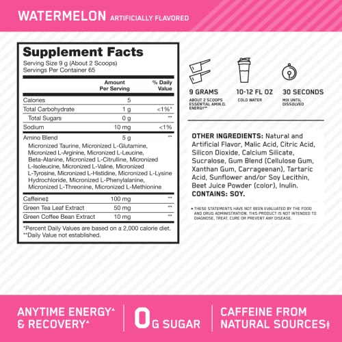 Optimum Nutrition Amino Energy - Pre Workout with Green Tea, BCAA, Amino Acids Optimum Nutrition Au supplements
