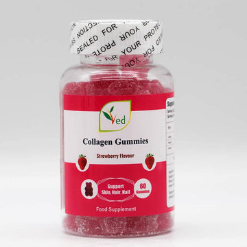 Ved Collagen Gummies; Chew Gummies Strawberry Flavour, Raw Unfiltered Collagen Gummies Ved Au supplements