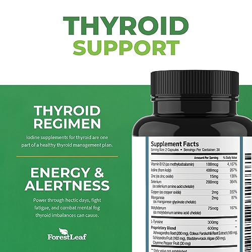 Thyroid Support for Women and Men with Iodine - Energy, 60 Vegetarian ForestLeaf Au supplements