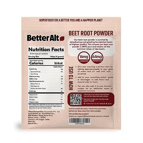Better Alt Beet Root Powder - 16oz, 100% Natural Nitric Oxide Booster, Beet Juice Powder Better Alt Au supplements