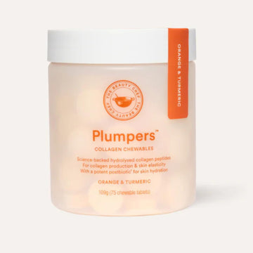 The Beauty Chef Plumpers™ Collagen Chewable Tablets with Hyaluronic Acid & Postbiotic, Supports Skin Elasticity & Collagen, Women's Multivitamin, Collagen Peptides, 75 Tablets (Orange & Turmeric) The Beauty Chef Au supplements
