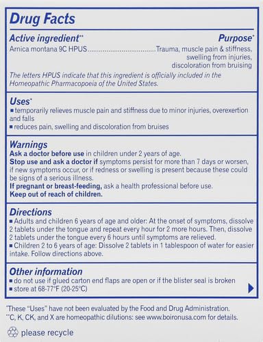 Boiron Arnicare Tablets for Pain Relief from Muscle Pain, Joint Soreness, Swelling from Injury or Bruises Boiron Au supplements
