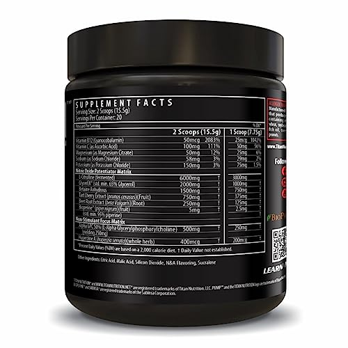 Pump- Nitric Oxide Boosting Stack Stim Free: Loaded with Citruline Malate for Maximum Titan Nutrition Au supplements