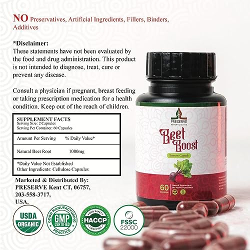 PRESERVE Organic Beetroot casules 16,000mg Per Serving, Natural Monthly Supplement PRESERVE Au supplements