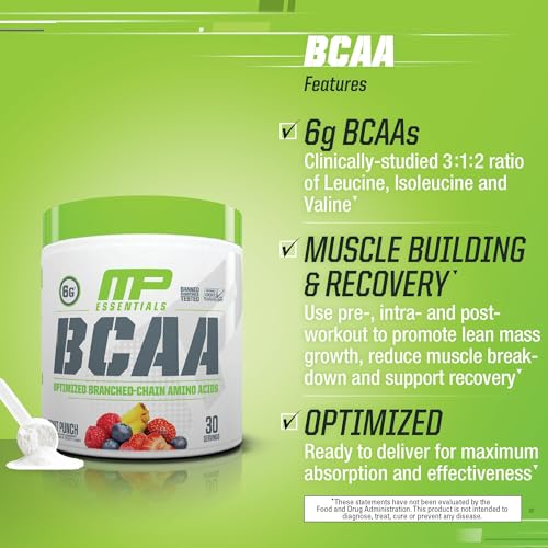 MusclePharm Essentials BCAA, Fruit Punch - 30 Servings Muscle Pharm Au supplements