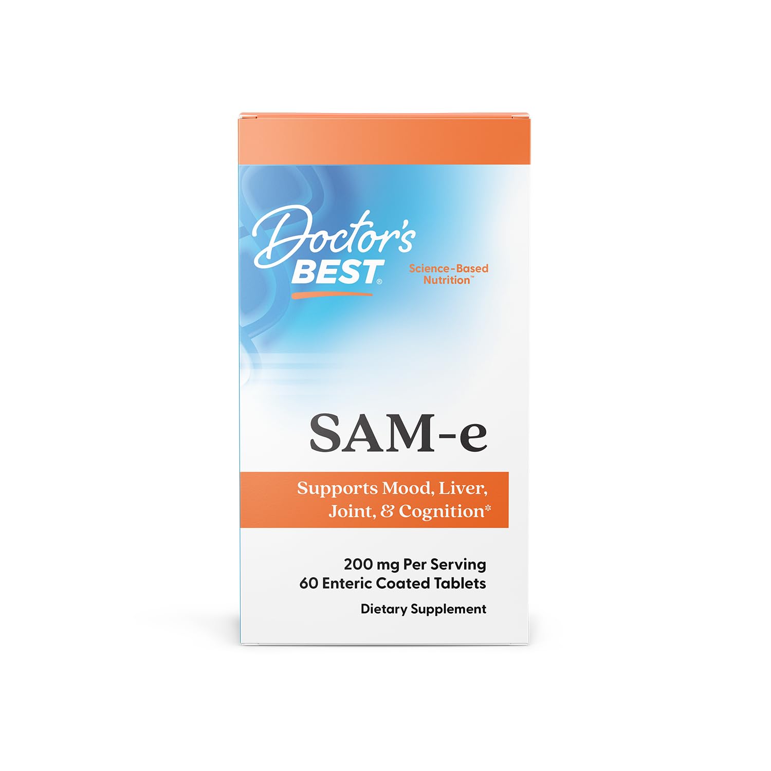 Doctor's Best SAM-e Mood & Joint Support & Liver Health (Pharmaceutical Grade/Non-GMO/Gluten Free/Vegetarian), Tablet, 60 Count (Pack of 1) Doctor's BEST Au supplements