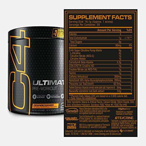 Cellucor C4 Ultimate Pre Workout Powder Orange Mango - Sugar Free Preworkout Cellucor Au supplements