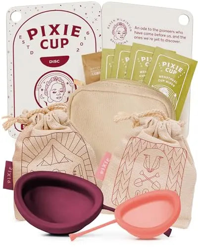 Pixie Cup 2 Menstrual Discs - Most Comfortable Reusable Period Discs - Removable Stem Pixie CupAU supplements