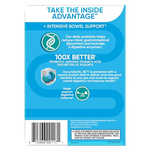 IBS Daily Probiotic Capsules for Digestive Health & Gut Health, Digestive Advantage Probiotics For Men and Women (96 count box) - Digestible Enzymes Digestive Advantage Au supplements