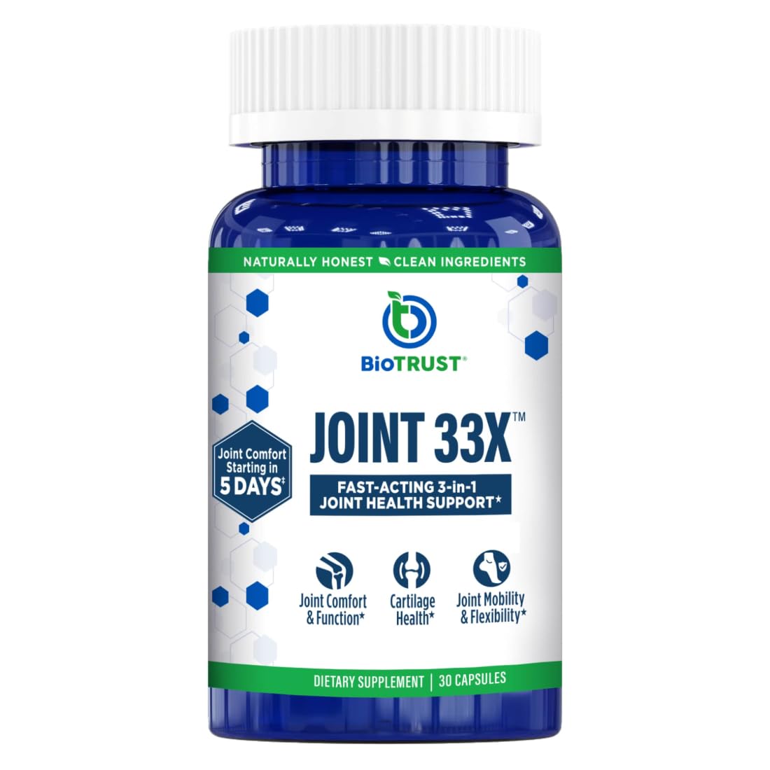 BioTrust Joint 33X Advanced 3-in-1 Joint Support Supplement - Healthy Flexibility, Mobility Relief & Comfort - Boswellia Serrata, Type II Collagen, Hyaluronic Acid - 30 Capsules BioTrust Au supplements