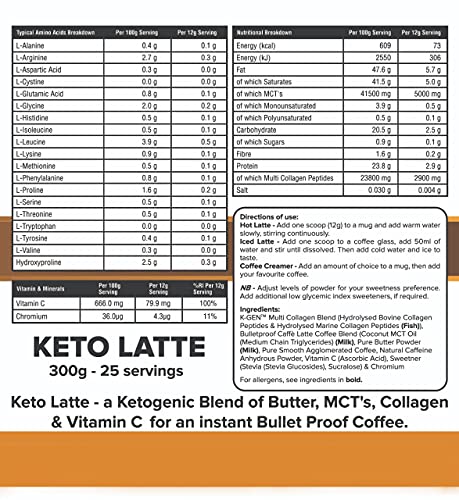 Instant Bulletproof Keto Coffee Creamer UK Made Collagen Latte | Butter Powder, Coconut MCTs & Vitamin C K GEN ketogenic enhancement Au supplements