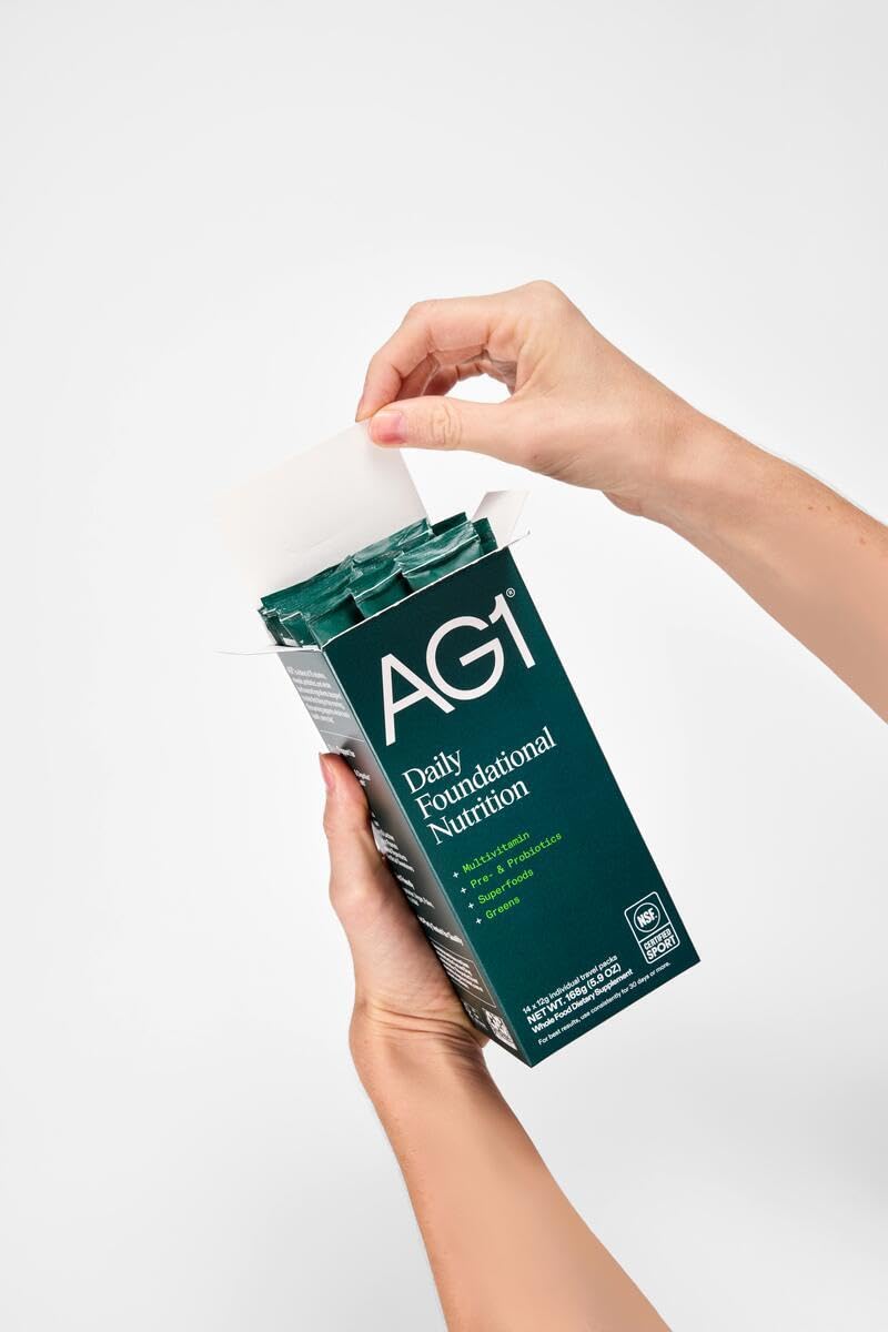 AG1 Athletic Greens Powder Supplement, Improve Gut Health, Multivitamin, Probiotic, Gluten Free, Vegan and Keto Friendly, 75 Vitamins (Travel Packs, 14 Count) - Classic Formula AG1 Au supplements
