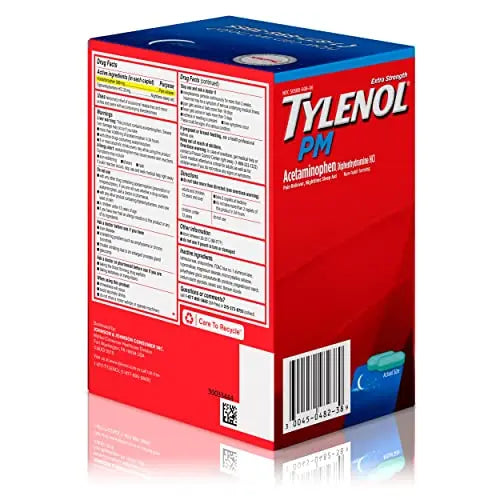 Tylenol PM Extra Strength Nighttime Pain Reliever Sleep Aid Caplets with Acetaminophen & Diphenhydramine HCl, Relief for Nighttime Aches & Pains, Travel Size, 50 Packs of 2 Caplets Tylenol Au supplements
