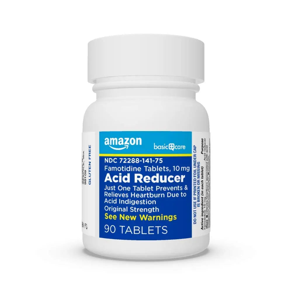 Amazon Basic Care Original Strength Famotidine Tablets, 10 mg, Acid Reducer, Heartburn Medicine, Prevents & Relieves Heartburn, Acid Indigestion Relief, 90 Count Amazon Basic Care Au supplements