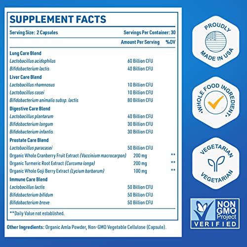 Probiotics for Men, 500 Billion CFU + 12 Strains Men's Probiotic with Turmeric Cranberry CFUKING Au supplements