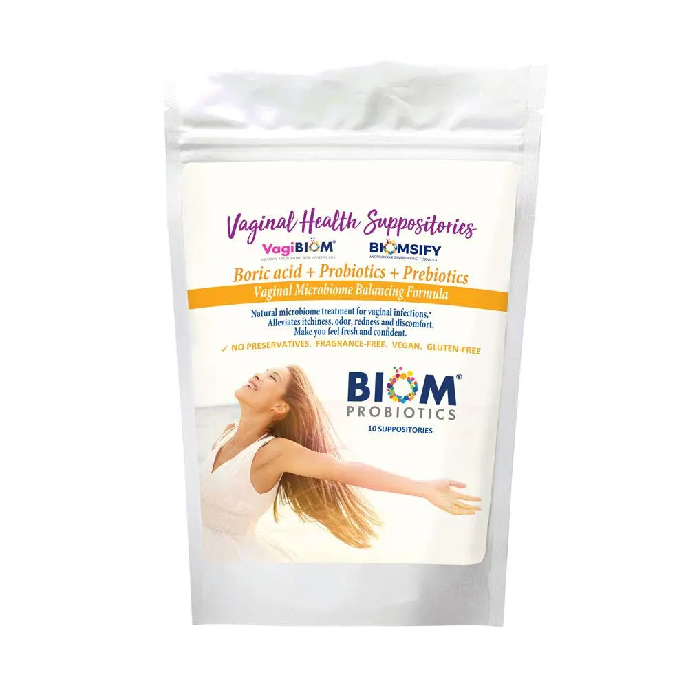 Biom Probiotics Prebiotics Boric acid Suppositories . Feminine Health Probiotic for Infections & pH Essentials VEGAN,PARABEN-FREE (10) Biom Probiotics Au supplements