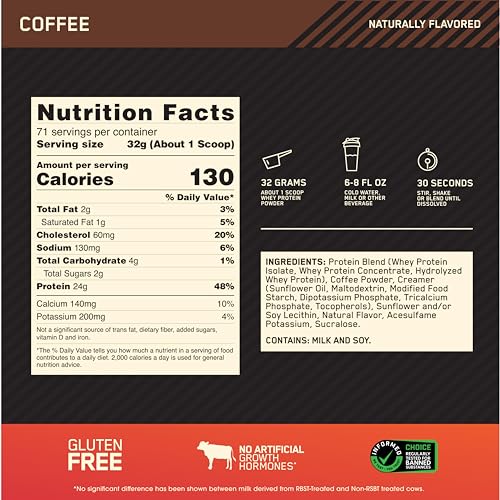 Optimum Nutrition Gold Standard 100% Whey Protein Powder, Coffee, 5 Pound Optimum Nutrition Au supplements