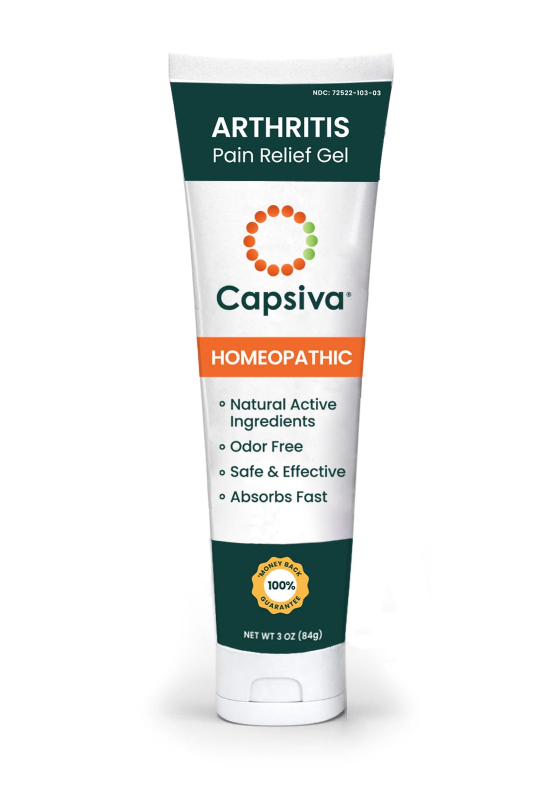 Capsiva Pain Relief Topical 3oz Tube, for Your Hands, Neck, Back, Joints, Non-Greasy, No Burn, Odor Free, Homeopathic Active Ingredients, Contains Capsaicin & Arnica, Absorbs Fast Capsiva Au supplements