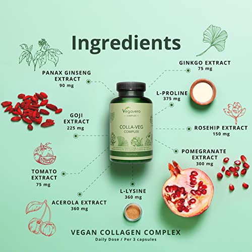 Vegavero Vegan Collagen Supplement | 2000mg | Complex with L-Lysine, L-Proline, Vitamin C (Acerola) & Superfoods Extracts Vegavero Au supplements