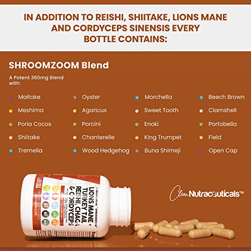 Lions Mane 3000mg 20in1 Mushroom Supplement with Turkey Tail 2000mg Clean Nutraceuticals Au supplements